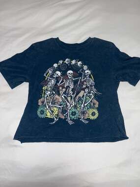 Mighty Fine Dancing Skeletons Moon Phases Crop Graphic T-Shirt